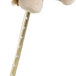 Merkloos Pluche Stokpaardje Beige 70 Cm - Speelgoed Pony / Paard Stokpaardjes Met Zwarte Manen