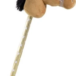 Merkloos Pluche Stokpaardje Bruin 70 Cm - Speelgoed Pony / Paard Stokpaardjes Met Zwarte Manen