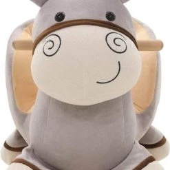 VidaXL Hobbeldier Aap Met Rugleuning 60x32x55 Cm Pluche Grijs -Babygyms || hobbelfiguren || vormenstoven Winkel 499x840