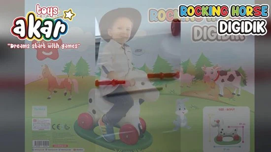 Akar Toys - Rocking Horse – Speelgoed/ Speelgoed 2 Jaar – Hobbelpaard / Hobbeldier / Schommelpaard - Wit/Groen/Rood – 49x57cm 2 Akar Toys - Rocking Horse – Speelgoed/ Speelgoed 2 Jaar – Hobbelpaard / Hobbeldier / Schommelpaard - Wit/Groen/Rood – 49x57cm - Afbeelding 2