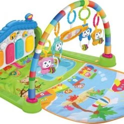 WonderOne - BabyGym | 3-in-1 Speelmat | Speelkleed | Speeltapijt | Baby Speelgoed | Activity Center | Met Boog – Piano – Extra Stevig