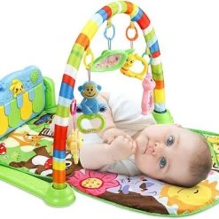 Deluxe HB Babygym - Zinaps Music Activity Mat, Baby Play Mat, Fitness Crawling Mat Met Soft Play Arch And Piano, Speel Boog Met 5 Verwijderbare Speelgoed Van 0 Maanden (groen) (WK 02129)