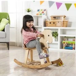 Everearth Hobbelpaard 72 X 28 X 21 Cm Hout Beige/bruin -Babygyms || hobbelfiguren || vormenstoven Winkel 550x454 3