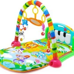 Buxibo 3-in-1 Baby/Peuter Gym - Piano Speelmat Voor Baby's - Muziek Speelkleed Met Ratelaar En Spiegel- Groen