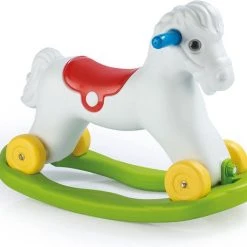 Moony Hobbelpaard – Wit Met Groen – Hobbelfiguur - Schommelpaardje Baby – Hobbeldier – Hobbelpaard 1 Jaar – Schommeldier - Hobbelpaard Baby – Schommelpaard - Speelgoed Paard – Rijdend Paard – Hobbelpaard 2 Jaar – Hobbelpaard 3 Jaar