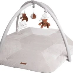 Baby's Only Baby Speelkleed Met Boog - Baby Gym - Playmat - Speelmat Sense - Caramel/Kiezelgrijs/Wit - Zachte Rib Corduroy Stof - 94x83 Cm