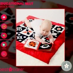 BabySenses For BestCare Contrasterende Educatieve Premium Babymat - Vormen, Wand | Rood-Zwart-Wit | 77x77x40cm | + 0m | Montessori Speelgoed | 100% Katoen | Wasbaar In De Wasmachine | Oeko Tex Standaard 100 -Babygyms || hobbelfiguren || vormenstoven Winkel 550x487 3