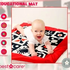 BabySenses For BestCare Contrasterende Educatieve Premium Babymat - Vormen | Rood, Zwart En Wit | 77x77x40cm | + 0m | Montessori Speelgoed | 100% Katoen | Machine Wasbaar | Oeko Tex Standard 100 -Babygyms || hobbelfiguren || vormenstoven Winkel 550x487 4