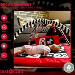 BabySenses For BestCare Contrasterende Educatieve Premium Babymat - Dieren, Wand | Rood, Zwart En Wit | 77x77x40cm | + 0m | Montessori Speelgoed | 100% Katoen | Wasbaar In De Wasmachine | Oeko Tex Standaard 100 -Babygyms || hobbelfiguren || vormenstoven Winkel 550x487 8