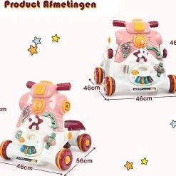 FURNIBELLA - 3-in-1 Baby Zit-naar-Stand Loper, Kinderen Activiteitencentrum, Peuter Wandelwagen, Autorijden, Interactieve Loper, Activiteit Leren Loper Voor Jongen / Meisje, Vroege Ontwikkeling Speelgoed Voor Baby's Op 6-36 Maanden (Roze) -Babygyms || hobbelfiguren || vormenstoven Winkel 550x494 1