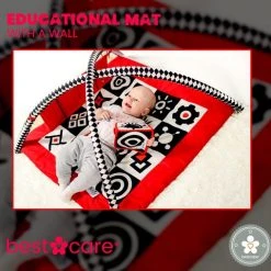 BabySenses For BestCare Contrasterende Educatieve Premium Babymat - Vormen, Wand | Rood-Zwart-Wit | 77x77x40cm | + 0m | Montessori Speelgoed | 100% Katoen | Wasbaar In De Wasmachine | Oeko Tex Standaard 100 -Babygyms || hobbelfiguren || vormenstoven Winkel 550x508 8