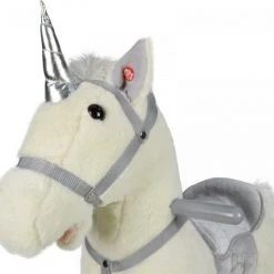 Infantastic GoodVibes - Hobbelpaard Voor Kinderen - Schommelpaard Silver Unicorn - Stevige Constructie - Knuffelzacht Met Geluidseffecten - Zilveren Eenhoorn -Babygyms || hobbelfiguren || vormenstoven Winkel 550x520 11
