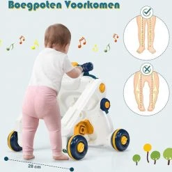 FURNIBELLA - 3-in-1 Baby Zit-naar-Stand Loper, Kinderen Activiteitencentrum, Peuter Wandelwagen, Autorijden, Interactieve Loper, Activiteit Leren Loper Voor Jongen / Meisje, Vroege Ontwikkeling Speelgoed Voor Baby's Op 6-36 Maanden (Blauw) -Babygyms || hobbelfiguren || vormenstoven Winkel 550x521