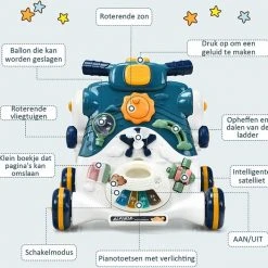 FURNIBELLA - 3-in-1 Baby Zit-naar-Stand Loper, Kinderen Activiteitencentrum, Peuter Wandelwagen, Autorijden, Interactieve Loper, Activiteit Leren Loper Voor Jongen / Meisje, Vroege Ontwikkeling Speelgoed Voor Baby's Op 6-36 Maanden (Blauw) -Babygyms || hobbelfiguren || vormenstoven Winkel 550x526 7