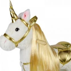 Infantastic GoodVibes - Hobbelpaard Voor Kinderen - Schommelpaard Unicorn - Stevige Constructie - Knuffelzacht Met Geluidseffecten - Gouden Eenhoorn -Babygyms || hobbelfiguren || vormenstoven Winkel 550x528 12