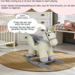 Infantastic GoodVibes - Hobbelpaard Voor Baby En Kind - Schommelpaard Silver Unicorn - Stevige Constructie - Knuffelzacht Met Geluidseffecten - Eenhoorn Grijs -Babygyms || hobbelfiguren || vormenstoven Winkel 550x530 18