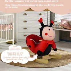 Infantastic GoodVibes - Hobbelpaard Voor Baby En Kind - Schommel Lieveheersbeest - Stevige Constructie - Knuffelzacht Met Geluidseffecten - Rood/Zwart Lieveheersbeestje -Babygyms || hobbelfiguren || vormenstoven Winkel 550x530 21