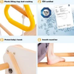 YJZQ Peuterspeelset Binnenspeeltuin Jungle Gym Set- Hout 6-in-1 Multifunctionele Klimrekken/muurbeugels/Ladderklimmer/ Glijbaan/schommel/optrekgedeelte/ Ringen-Rotsklimmen Voor Kinderen Draagvermogen 50kg -Babygyms || hobbelfiguren || vormenstoven Winkel 550x530 3