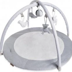 Baby's Only Rond Baby Speelkleed Met Boog - Baby Gym - Playmat - Speelmat - Zilvergrijs/Grijs/Wit - 87 Cm - Gebreide Figuurtjes -Babygyms || hobbelfiguren || vormenstoven Winkel 550x533 1