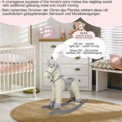Infantastic GoodVibes - Hobbelpaard Voor Kinderen - Schommelpaard Silver Unicorn - Stevige Constructie - Knuffelzacht Met Geluidseffecten - Zilveren Eenhoorn -Babygyms || hobbelfiguren || vormenstoven Winkel 550x534 11