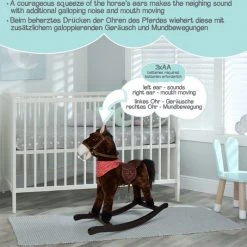 Infantastic GoodVibes - Hobbelpaard Voor Kinderen - Schommelpaard - Stevige Constructie - Knuffelzacht Met Geluidseffecten - Andalusiër Donkerbruin -Babygyms || hobbelfiguren || vormenstoven Winkel 550x534 12