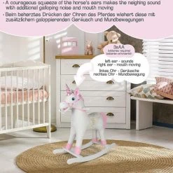 Infantastic Hobbelpaard - Hobbeldier - Schommelpaard - Vanaf 1 Jaar - Met Geluid - 74 X 30 X 64 Cm - Pluche - Roze -Babygyms || hobbelfiguren || vormenstoven Winkel 550x535 14