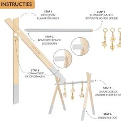 PRETTY PIP® Babygym Houten Baby Speelgoed Vanaf 0 Jaar - Kraamcadeau - Veilig - CE Gecertificeerd - Baby - Houten Speelgoed - Babyshower Cadeau - Beukenhout - Verschillende Kleuren- Zonder Hangers - Grijs -Babygyms || hobbelfiguren || vormenstoven Winkel 550x538 3