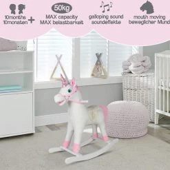 Infantastic Hobbelpaard - Hobbeldier - Schommelpaard - Vanaf 1 Jaar - Met Geluid - 74 X 30 X 64 Cm - Pluche - Roze -Babygyms || hobbelfiguren || vormenstoven Winkel 550x538 8