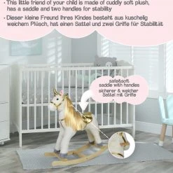 Infantastic GoodVibes - Hobbelpaard Voor Kinderen - Schommelpaard Unicorn - Stevige Constructie - Knuffelzacht Met Geluidseffecten - Gouden Eenhoorn -Babygyms || hobbelfiguren || vormenstoven Winkel 550x541 15