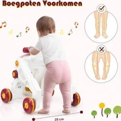 FURNIBELLA - 3-in-1 Baby Zit-naar-Stand Loper, Kinderen Activiteitencentrum, Peuter Wandelwagen, Autorijden, Interactieve Loper, Activiteit Leren Loper Voor Jongen / Meisje, Vroege Ontwikkeling Speelgoed Voor Baby's Op 6-36 Maanden (Roze) -Babygyms || hobbelfiguren || vormenstoven Winkel 550x541 2