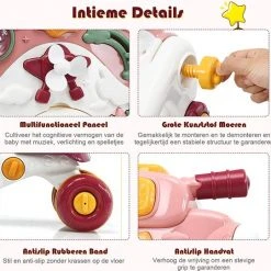 FURNIBELLA - 3-in-1 Baby Zit-naar-Stand Loper, Kinderen Activiteitencentrum, Peuter Wandelwagen, Autorijden, Interactieve Loper, Activiteit Leren Loper Voor Jongen / Meisje, Vroege Ontwikkeling Speelgoed Voor Baby's Op 6-36 Maanden (Roze) -Babygyms || hobbelfiguren || vormenstoven Winkel 550x541 3