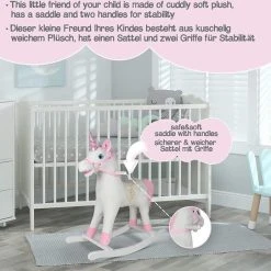 Infantastic Hobbelpaard - Hobbeldier - Schommelpaard - Vanaf 1 Jaar - Met Geluid - 74 X 30 X 64 Cm - Pluche - Roze -Babygyms || hobbelfiguren || vormenstoven Winkel 550x542 11