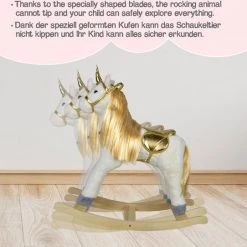 Infantastic GoodVibes - Hobbelpaard Voor Kinderen - Schommelpaard Unicorn - Stevige Constructie - Knuffelzacht Met Geluidseffecten - Gouden Eenhoorn -Babygyms || hobbelfiguren || vormenstoven Winkel 550x542 16