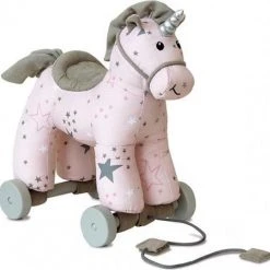 Little Bird Told Me - Celeste De Eenhoorn - Trekpaardje - Roze En Grijs -Babygyms || hobbelfiguren || vormenstoven Winkel 550x543 23