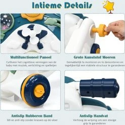 FURNIBELLA - 3-in-1 Baby Zit-naar-Stand Loper, Kinderen Activiteitencentrum, Peuter Wandelwagen, Autorijden, Interactieve Loper, Activiteit Leren Loper Voor Jongen / Meisje, Vroege Ontwikkeling Speelgoed Voor Baby's Op 6-36 Maanden (Blauw) -Babygyms || hobbelfiguren || vormenstoven Winkel 550x549 3