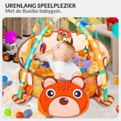 Buxibo - Baby Gym Ballenbak Inclusief 30 Ballen - Activity Centre Voor Baby/Peuter - Speelkleed/Ballenbak Inclusief Opbergzak Voor De Ballen - Beertje -Babygyms || hobbelfiguren || vormenstoven Winkel 550x550 205