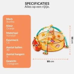 Buxibo - Baby Gym Ballenbak Inclusief 30 Ballen - Activity Centre Voor Baby/Peuter - Speelkleed/Ballenbak Inclusief Opbergzak Voor De Ballen - Beertje -Babygyms || hobbelfiguren || vormenstoven Winkel 550x550 206