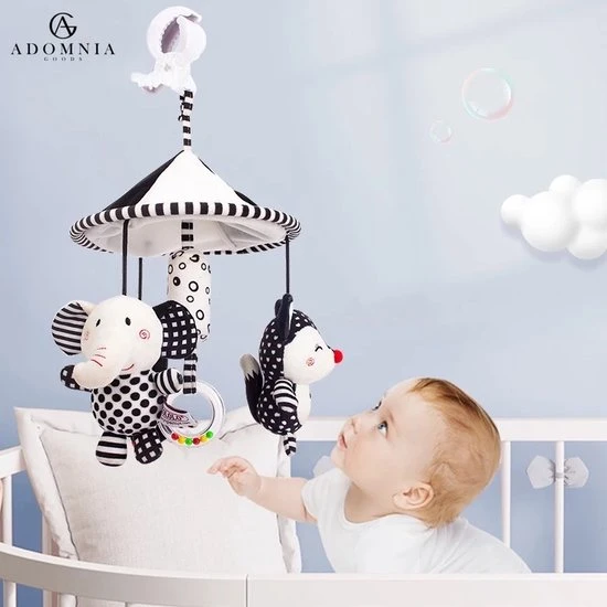 AdomniaGoods - Baby Mobiel - Baby Spiraal - Baby Speelgoed - Box Speelgoed - Babygym - Maxi Cosi Speeltje - Zwart/wit 8 AdomniaGoods - Baby Mobiel - Baby Spiraal - Baby Speelgoed - Box Speelgoed - Babygym - Maxi Cosi Speeltje - Zwart/wit - Afbeelding 8