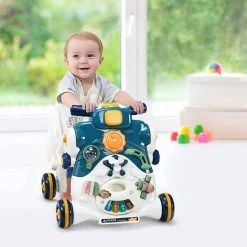 FURNIBELLA - 3-in-1 Baby Zit-naar-Stand Loper, Kinderen Activiteitencentrum, Peuter Wandelwagen, Autorijden, Interactieve Loper, Activiteit Leren Loper Voor Jongen / Meisje, Vroege Ontwikkeling Speelgoed Voor Baby's Op 6-36 Maanden (Blauw) -Babygyms || hobbelfiguren || vormenstoven Winkel 550x550 270