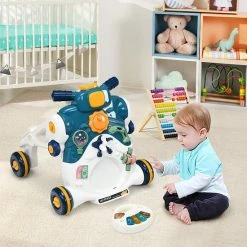 FURNIBELLA - 3-in-1 Baby Zit-naar-Stand Loper, Kinderen Activiteitencentrum, Peuter Wandelwagen, Autorijden, Interactieve Loper, Activiteit Leren Loper Voor Jongen / Meisje, Vroege Ontwikkeling Speelgoed Voor Baby's Op 6-36 Maanden (Blauw) -Babygyms || hobbelfiguren || vormenstoven Winkel 550x550 271