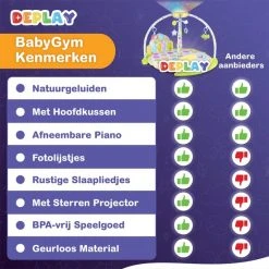 DEPLAY Luxe BabyGym - Baby Speelgoed - Projector Sterrenhemel - Speelmat Baby - Speelkleed - Educatief -Babygyms || hobbelfiguren || vormenstoven Winkel 550x550 37