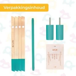 PRETTY PIP® Babygym Houten Baby Speelgoed Vanaf 0 Jaar - Kraamcadeau - Veilig - CE Gecertificeerd - Baby - Houten Speelgoed - Babyshower Cadeau - Beukenhout - Verschillende Kleuren- Zonder Hangers - Blauw Groen -Babygyms || hobbelfiguren || vormenstoven Winkel 550x550 410