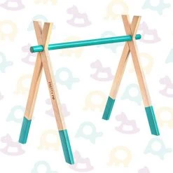 PRETTY PIP® Babygym Houten Baby Speelgoed Vanaf 0 Jaar - Kraamcadeau - Veilig - CE Gecertificeerd - Baby - Houten Speelgoed - Babyshower Cadeau - Beukenhout - Verschillende Kleuren- Zonder Hangers - Blauw Groen -Babygyms || hobbelfiguren || vormenstoven Winkel 550x550 411
