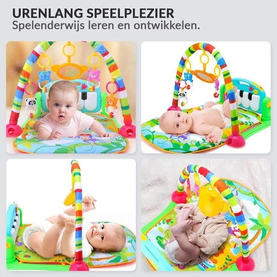 Buxibo 3-in-1 Baby/Peuter Gym - Piano Speelmat Voor Baby's - Muziek Speelkleed Met Ratelaar En Spiegel- Groen 6 Buxibo 3-in-1 Baby/Peuter Gym - Piano Speelmat Voor Baby's - Muziek Speelkleed Met Ratelaar En Spiegel- Groen - Afbeelding 6