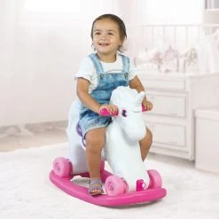 Moony Hobbelpaard – Wit Met Roze – Paarden - Schommelpaardje Baby – Unicorn – Hobbeldier – Hobbelpaard 1 Jaar – Schommeldier - Hobbelpaard Baby – Schommelpaard - Speelgoed Paard – Rijdend Paard - Speelgoed Paarden Meisjes -Babygyms || hobbelfiguren || vormenstoven Winkel 550x550 618