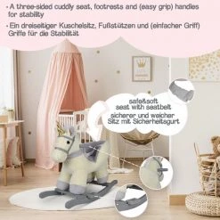 Infantastic GoodVibes - Hobbelpaard Voor Baby En Kind - Schommelpaard Silver Unicorn - Stevige Constructie - Knuffelzacht Met Geluidseffecten - Eenhoorn Grijs -Babygyms || hobbelfiguren || vormenstoven Winkel 550x550 744