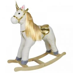 Infantastic GoodVibes - Hobbelpaard Voor Kinderen - Schommelpaard Unicorn - Stevige Constructie - Knuffelzacht Met Geluidseffecten - Gouden Eenhoorn -Babygyms || hobbelfiguren || vormenstoven Winkel 550x550 757