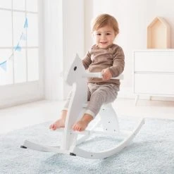 Howa Schommelpaard Van Hout Met Afneembare Steun, Wit Gelakt 55941 -Babygyms || hobbelfiguren || vormenstoven Winkel 550x550 761