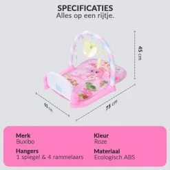 Buxibo 3in1 Babygym - Speelkleed Baby - Muzikale Activity Gym - Inclusief Lengte Indicatie - Roze - 56x81x45 CM -Babygyms || hobbelfiguren || vormenstoven Winkel 550x550 93