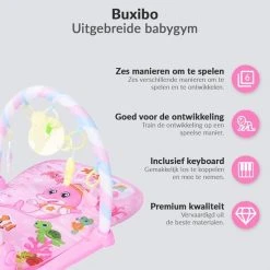 Buxibo 3in1 Babygym - Speelkleed Baby - Muzikale Activity Gym - Inclusief Lengte Indicatie - Roze - 56x81x45 CM -Babygyms || hobbelfiguren || vormenstoven Winkel 550x550 95